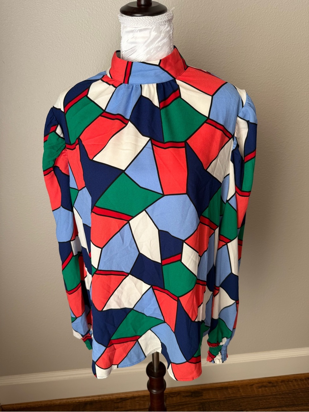 Multi-Color Geometric Print Long-Sleeve Shirt